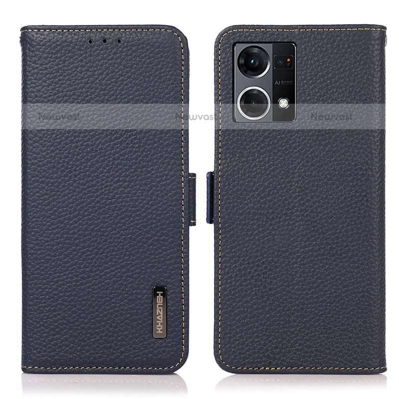 Leather Case Stands Flip Cover Holder B03H for Oppo F21 Pro 4G Blue