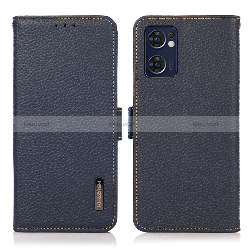 Leather Case Stands Flip Cover Holder B03H for Oppo Find X5 Lite 5G Blue