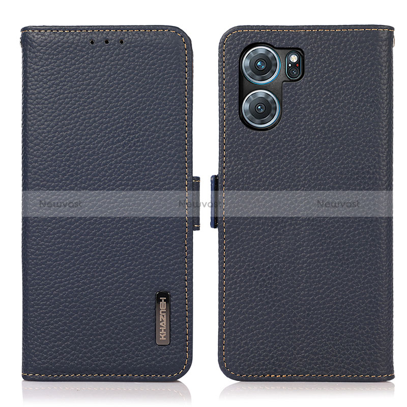 Leather Case Stands Flip Cover Holder B03H for Oppo K10 5G Blue