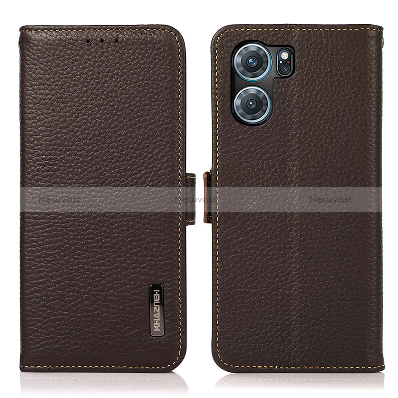 Leather Case Stands Flip Cover Holder B03H for Oppo K10 5G Brown