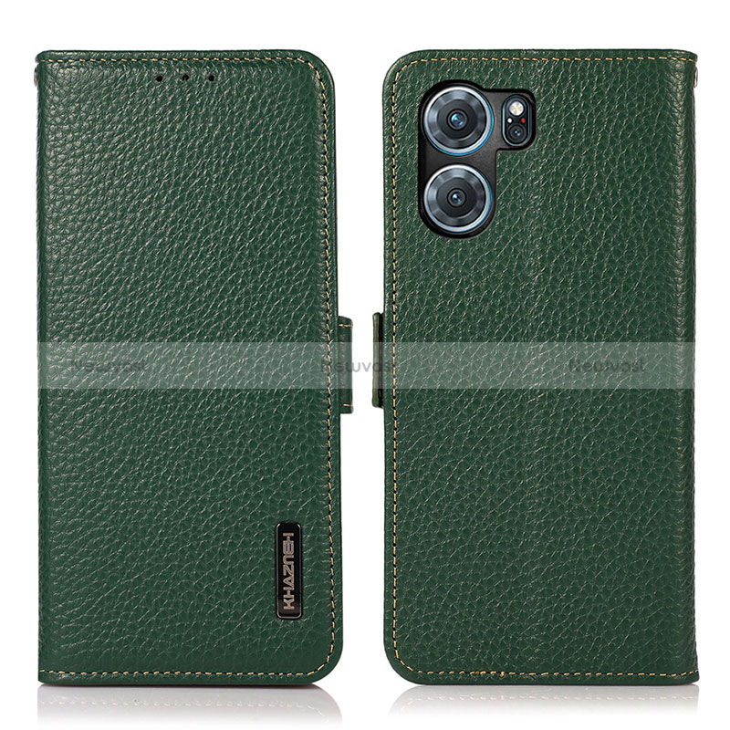 Leather Case Stands Flip Cover Holder B03H for Oppo K10 5G Green