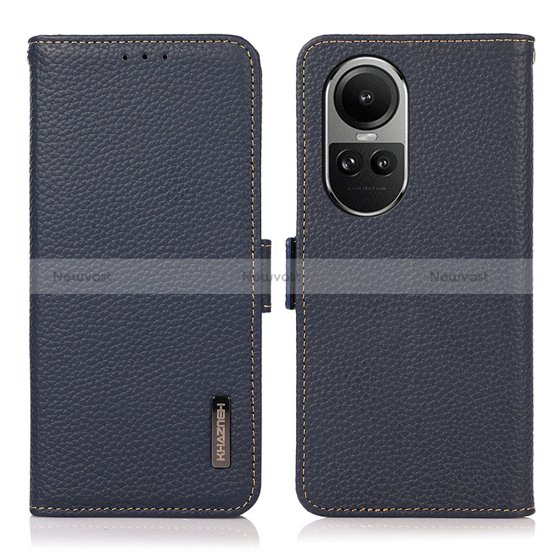 Leather Case Stands Flip Cover Holder B03H for Oppo Reno10 5G Blue