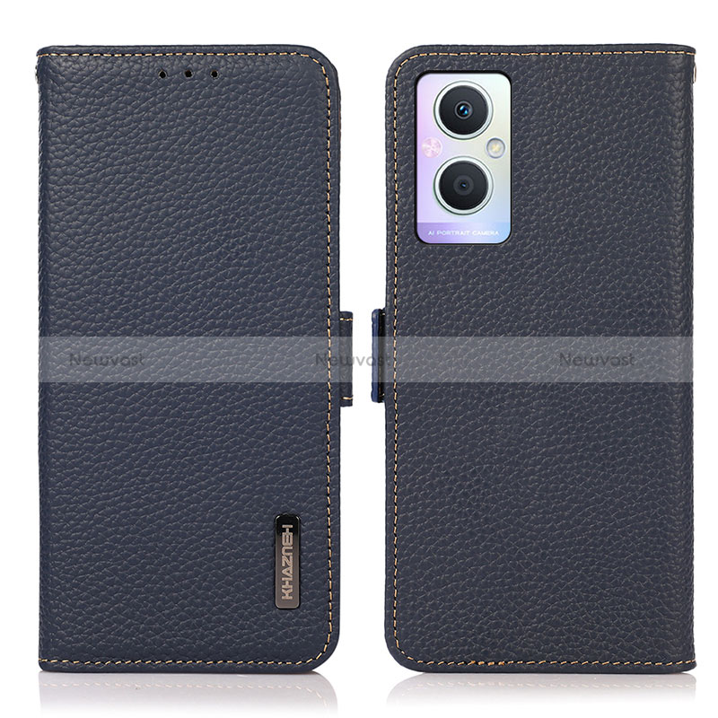 Leather Case Stands Flip Cover Holder B03H for Oppo Reno7 Lite 5G Blue