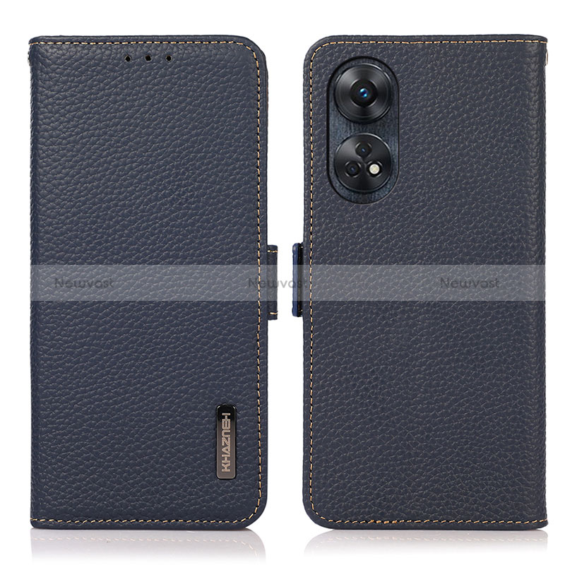 Leather Case Stands Flip Cover Holder B03H for Oppo Reno8 T 4G Blue