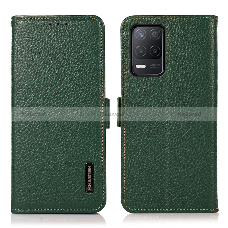 Leather Case Stands Flip Cover Holder B03H for Realme 8 5G Green