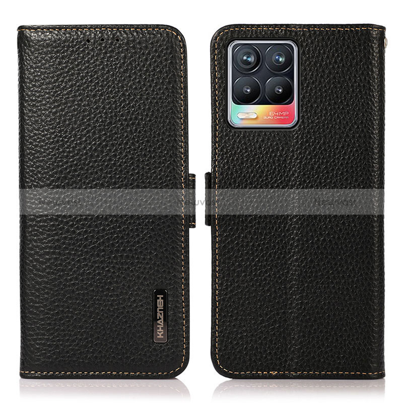 Leather Case Stands Flip Cover Holder B03H for Realme 8 Pro Black