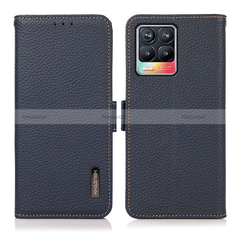 Leather Case Stands Flip Cover Holder B03H for Realme 8 Pro Blue