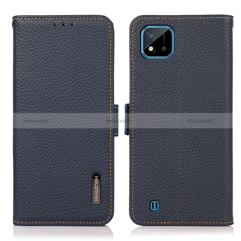 Leather Case Stands Flip Cover Holder B03H for Realme C11 (2021) Blue