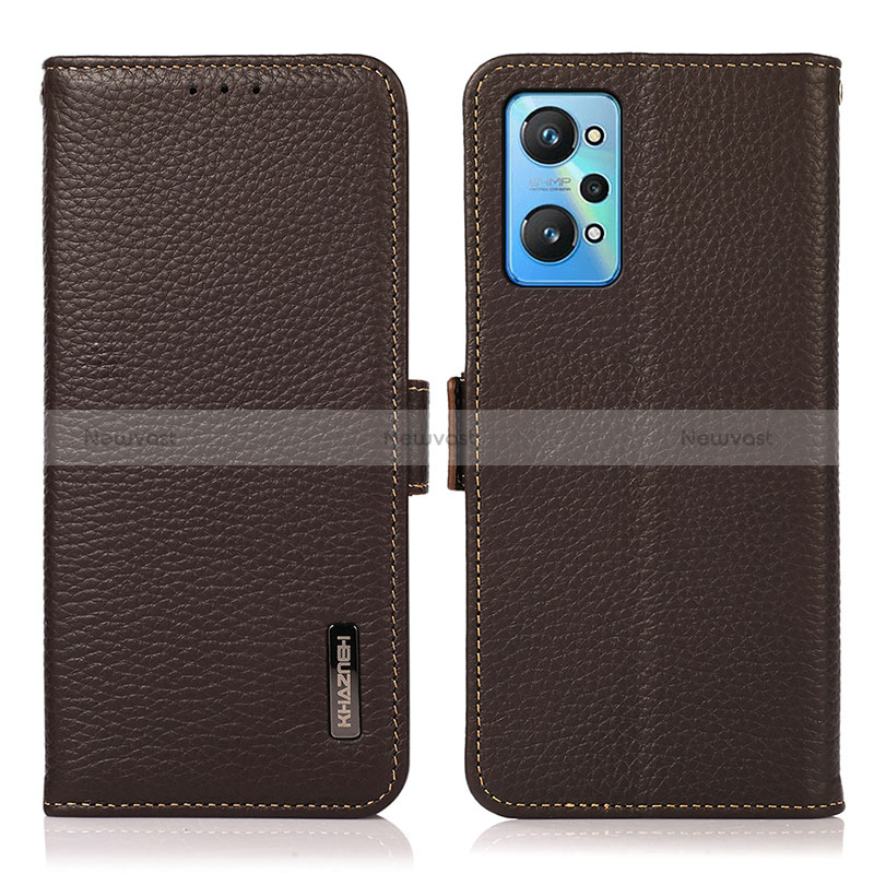 Leather Case Stands Flip Cover Holder B03H for Realme GT Neo 3T 5G Brown