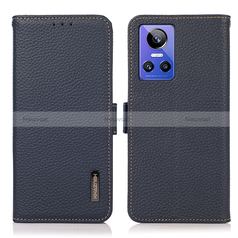 Leather Case Stands Flip Cover Holder B03H for Realme GT Neo3 5G Blue