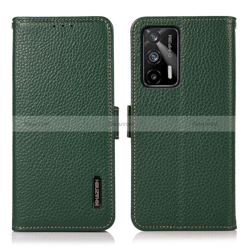 Leather Case Stands Flip Cover Holder B03H for Realme Q3 Pro 5G Green