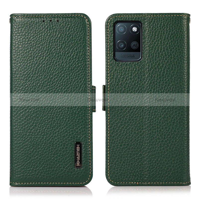 Leather Case Stands Flip Cover Holder B03H for Realme V11s 5G Green