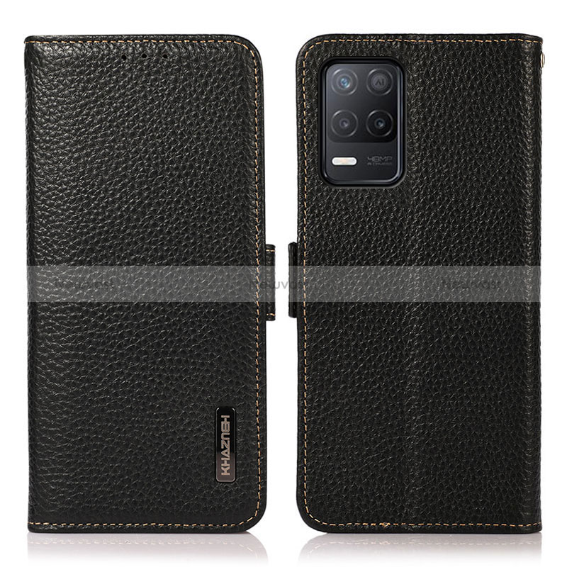 Leather Case Stands Flip Cover Holder B03H for Realme V13 5G Black