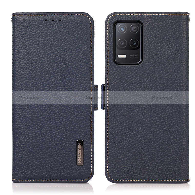 Leather Case Stands Flip Cover Holder B03H for Realme V13 5G Blue