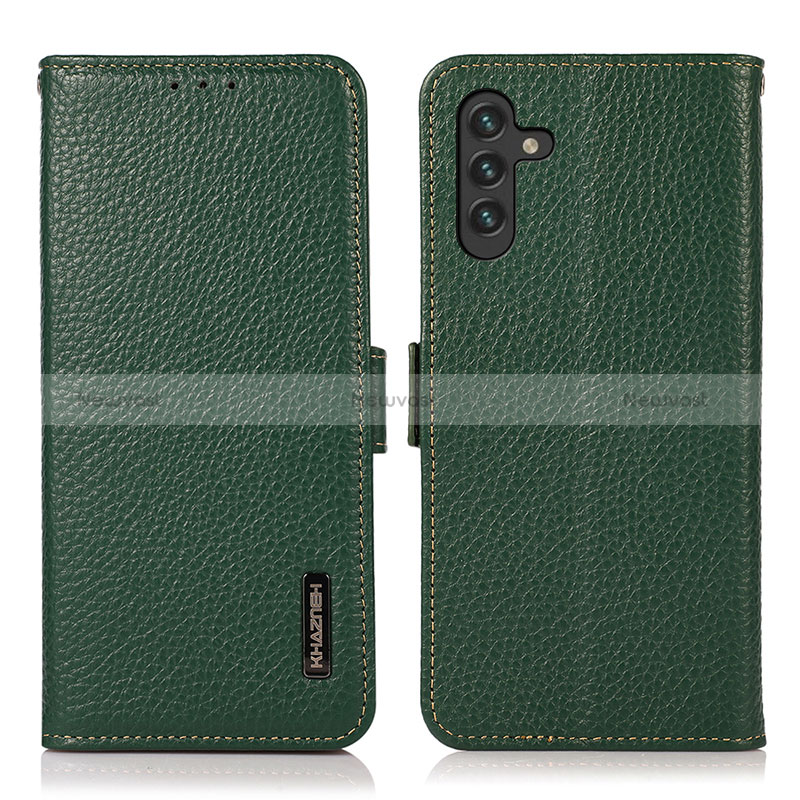 Leather Case Stands Flip Cover Holder B03H for Samsung Galaxy A04s Green