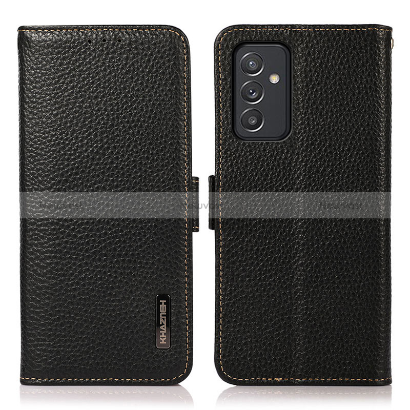 Leather Case Stands Flip Cover Holder B03H for Samsung Galaxy A15 LTE Black