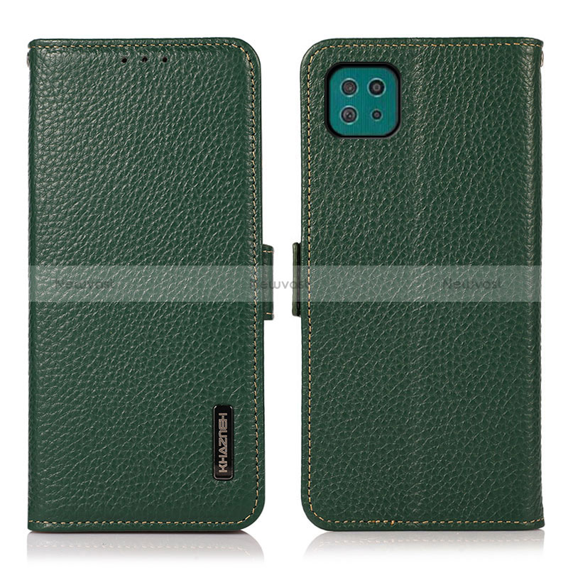 Leather Case Stands Flip Cover Holder B03H for Samsung Galaxy A22 5G Green