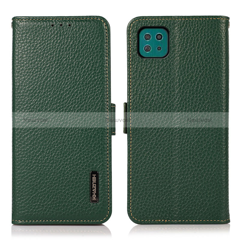 Leather Case Stands Flip Cover Holder B03H for Samsung Galaxy A22s 5G Green