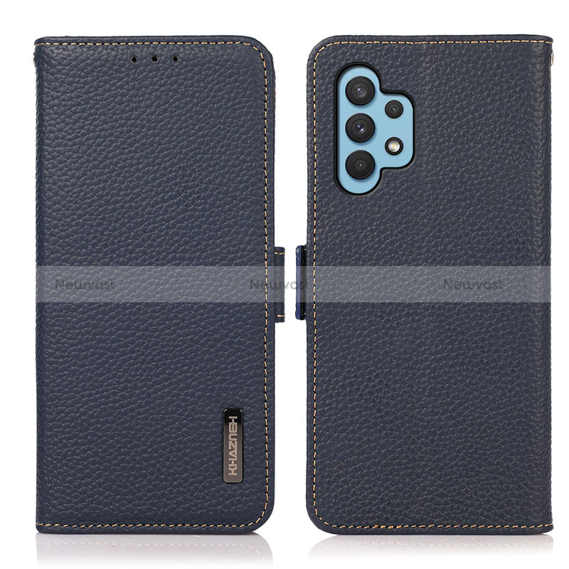 Leather Case Stands Flip Cover Holder B03H for Samsung Galaxy A32 5G Blue