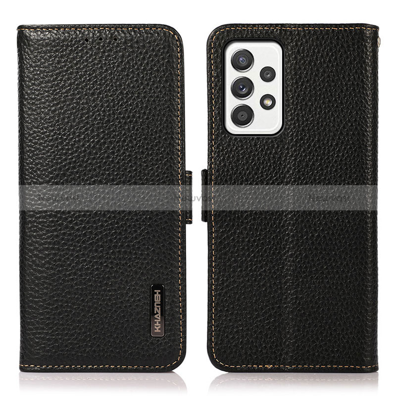 Leather Case Stands Flip Cover Holder B03H for Samsung Galaxy A52 4G Black