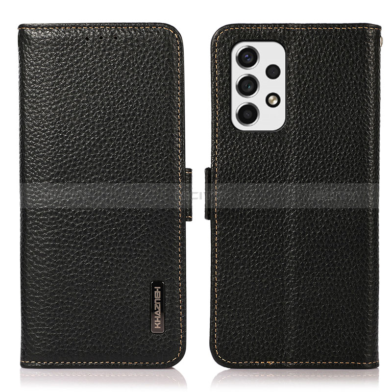 Leather Case Stands Flip Cover Holder B03H for Samsung Galaxy A53 5G Black