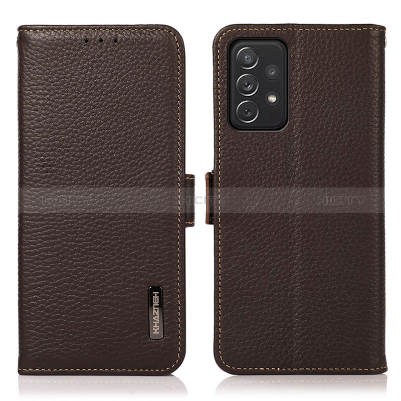 Leather Case Stands Flip Cover Holder B03H for Samsung Galaxy A72 5G Brown