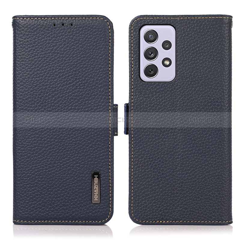 Leather Case Stands Flip Cover Holder B03H for Samsung Galaxy A73 5G Blue