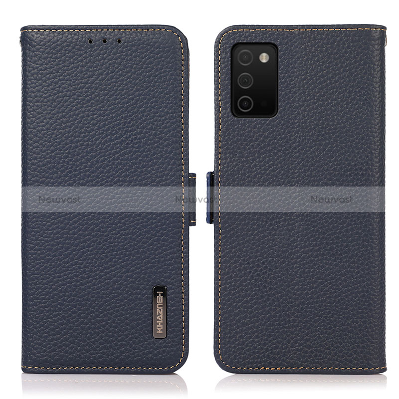 Leather Case Stands Flip Cover Holder B03H for Samsung Galaxy M02s Blue