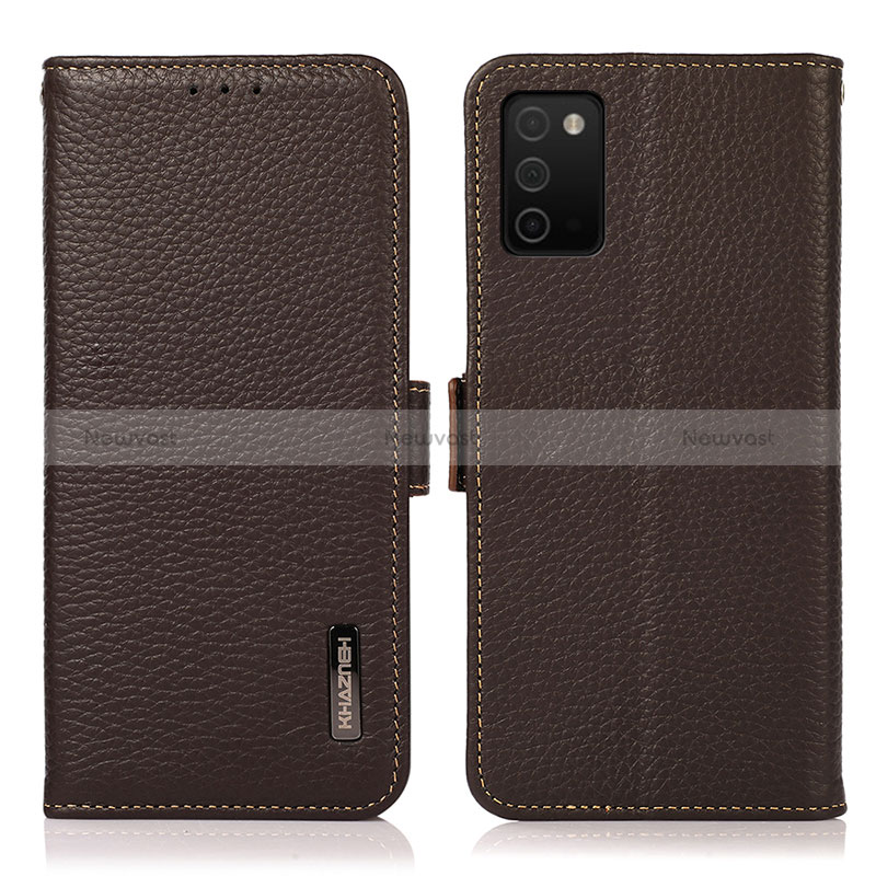 Leather Case Stands Flip Cover Holder B03H for Samsung Galaxy M02s Brown