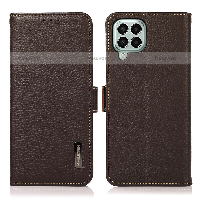 Leather Case Stands Flip Cover Holder B03H for Samsung Galaxy M33 5G Brown