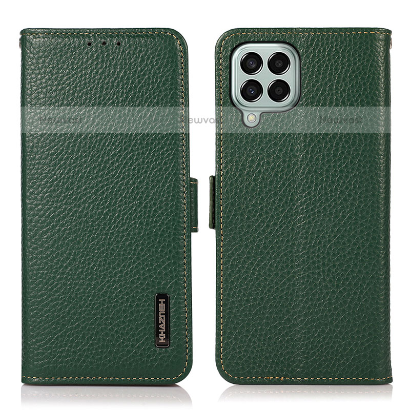 Leather Case Stands Flip Cover Holder B03H for Samsung Galaxy M33 5G Green