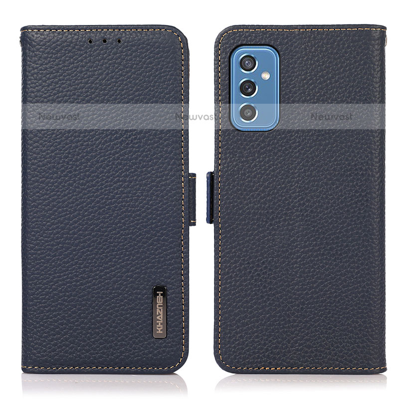 Leather Case Stands Flip Cover Holder B03H for Samsung Galaxy M52 5G Blue