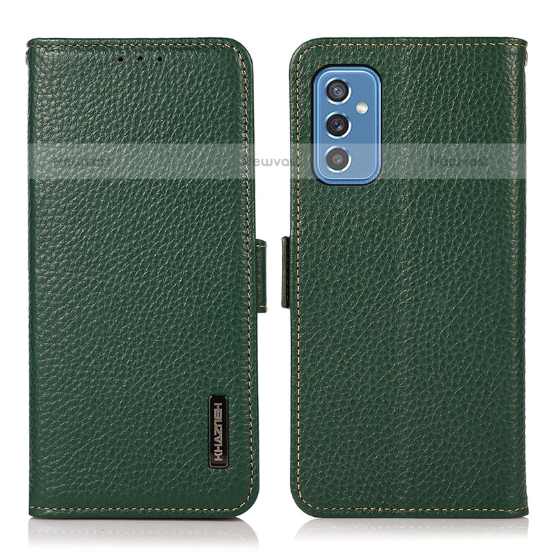 Leather Case Stands Flip Cover Holder B03H for Samsung Galaxy M52 5G Green