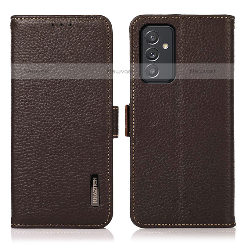 Leather Case Stands Flip Cover Holder B03H for Samsung Galaxy Quantum2 5G Brown