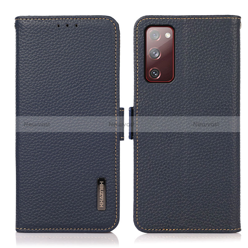 Leather Case Stands Flip Cover Holder B03H for Samsung Galaxy S20 FE (2022) 5G Blue