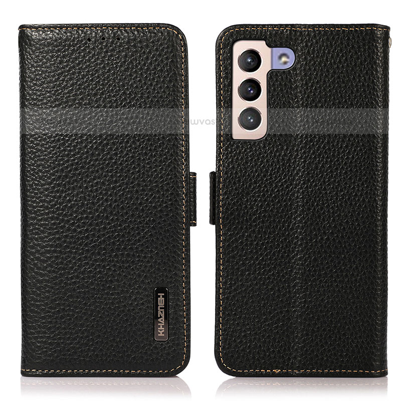 Leather Case Stands Flip Cover Holder B03H for Samsung Galaxy S21 Plus 5G Black