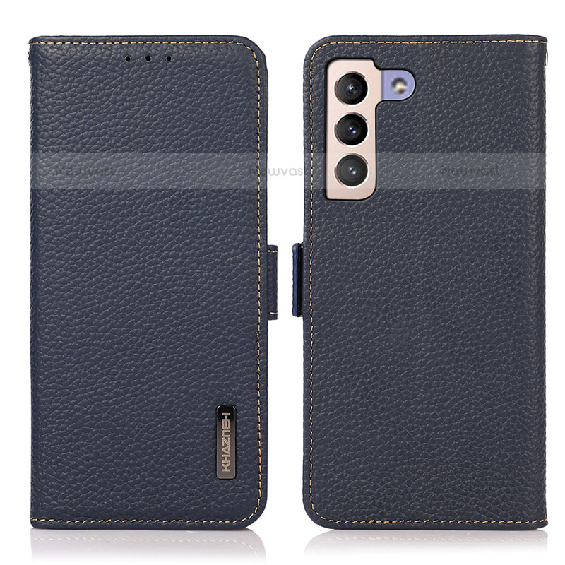 Leather Case Stands Flip Cover Holder B03H for Samsung Galaxy S21 Plus 5G Blue