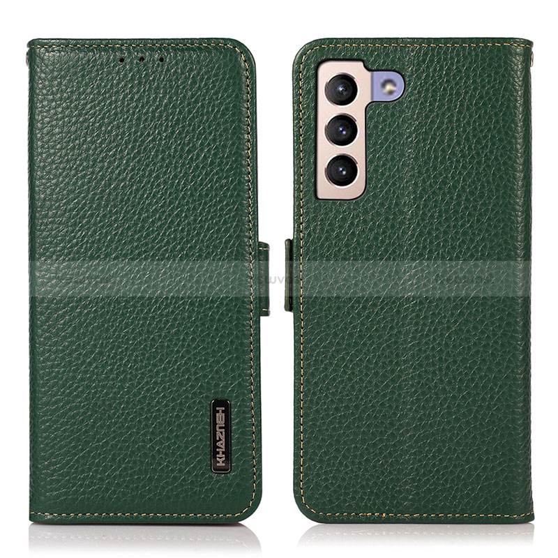 Leather Case Stands Flip Cover Holder B03H for Samsung Galaxy S22 Plus 5G Green