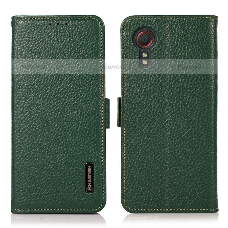 Leather Case Stands Flip Cover Holder B03H for Samsung Galaxy XCover 5 SM-G525F Green