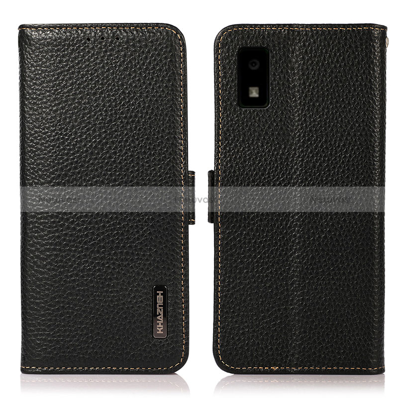 Leather Case Stands Flip Cover Holder B03H for Sharp Aquos wish Black