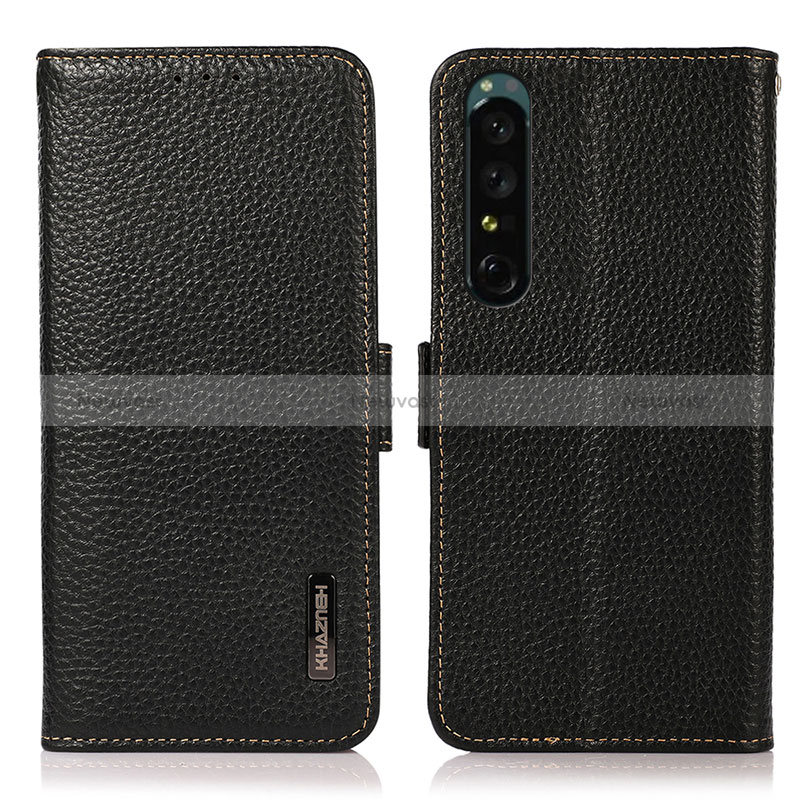 Leather Case Stands Flip Cover Holder B03H for Sony Xperia 1 IV SO-51C Black