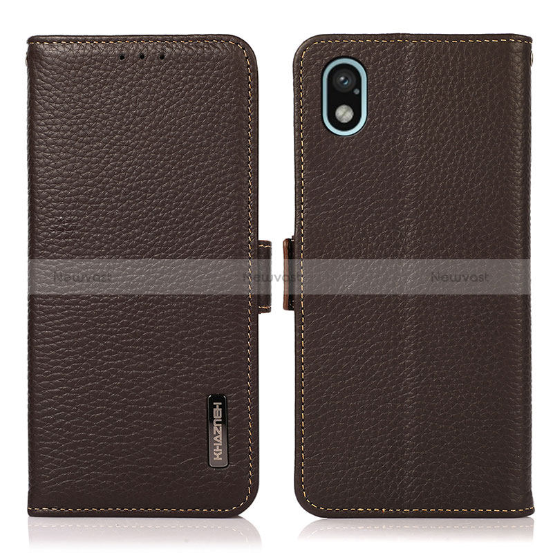 Leather Case Stands Flip Cover Holder B03H for Sony Xperia Ace III SO-53C Brown