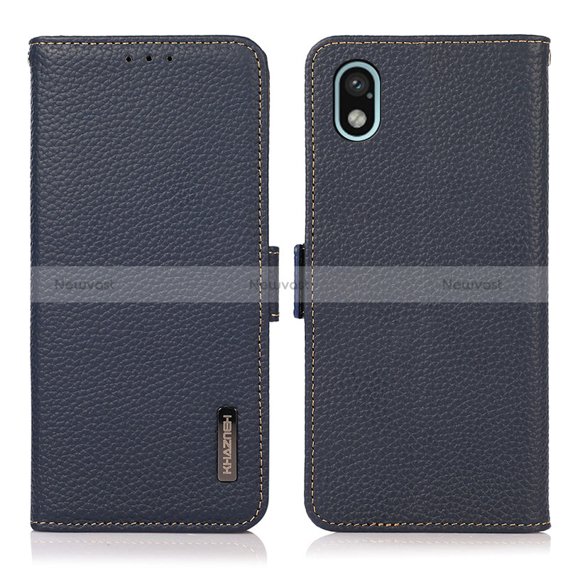 Leather Case Stands Flip Cover Holder B03H for Sony Xperia Ace III SOG08 Blue