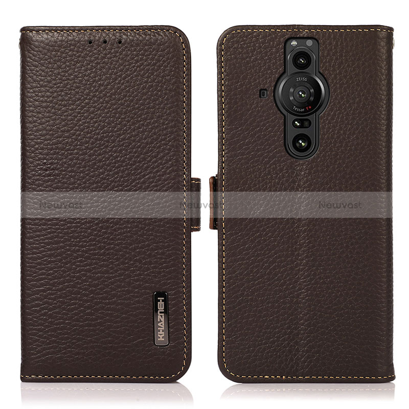 Leather Case Stands Flip Cover Holder B03H for Sony Xperia PRO-I Brown