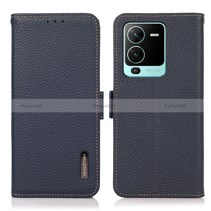 Leather Case Stands Flip Cover Holder B03H for Vivo V25 Pro 5G Blue