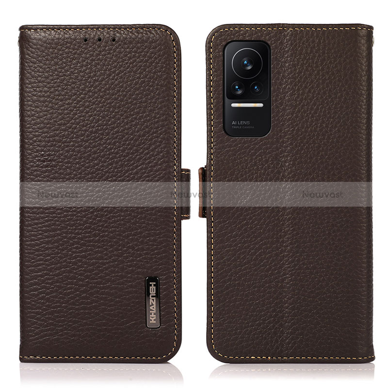 Leather Case Stands Flip Cover Holder B03H for Xiaomi Civi 1S 5G Brown