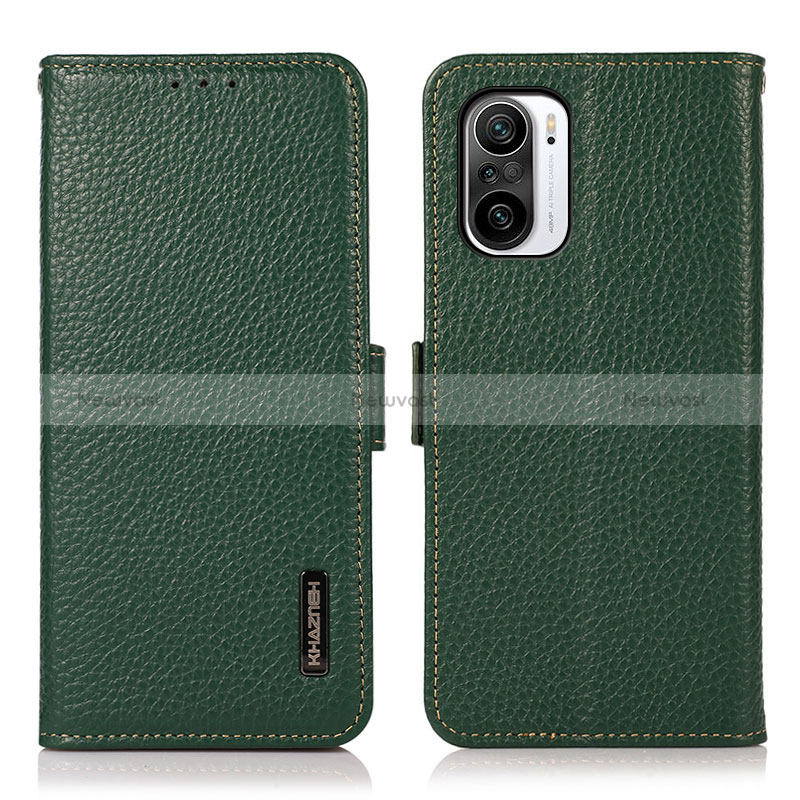 Leather Case Stands Flip Cover Holder B03H for Xiaomi Mi 11i 5G Green
