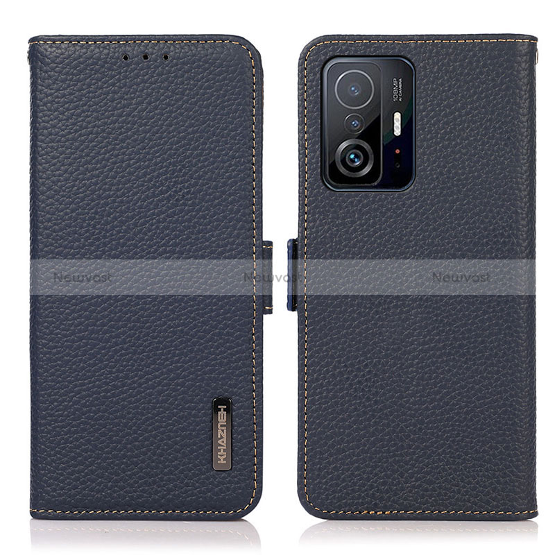 Leather Case Stands Flip Cover Holder B03H for Xiaomi Mi 11T Pro 5G Blue