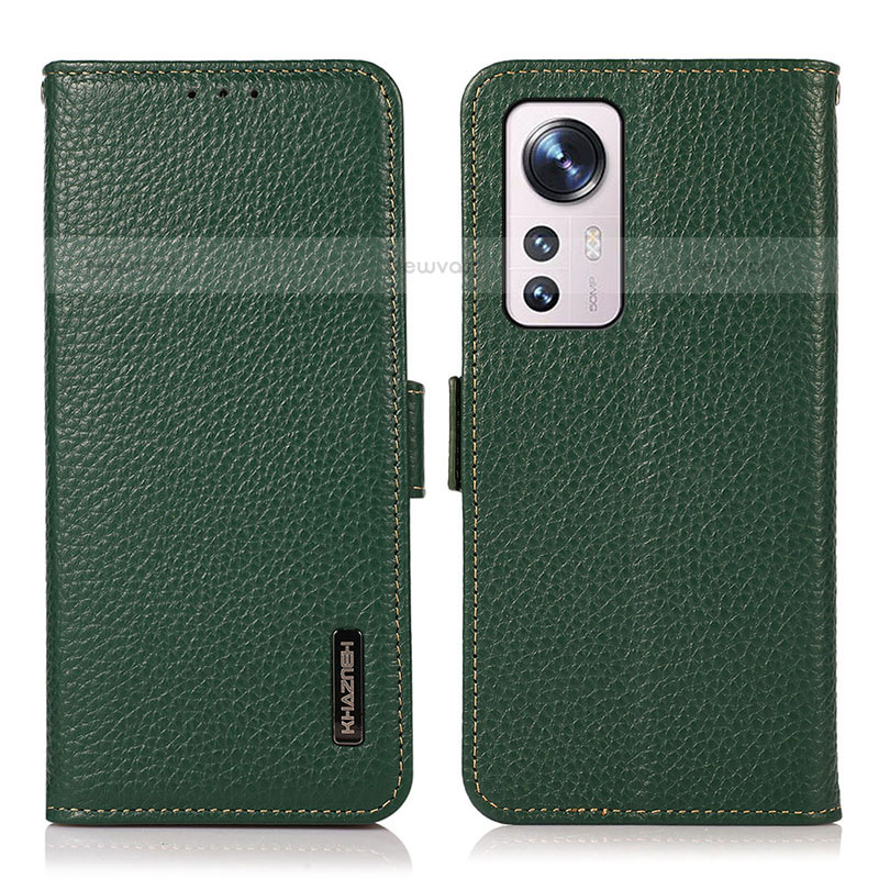 Leather Case Stands Flip Cover Holder B03H for Xiaomi Mi 12 Lite 5G Green