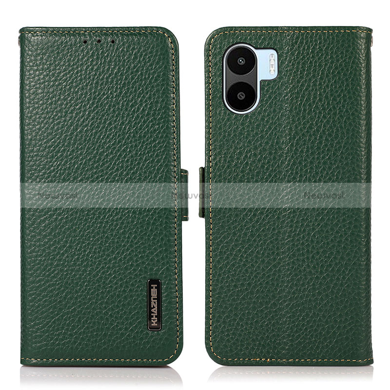 Leather Case Stands Flip Cover Holder B03H for Xiaomi Poco C51 Green